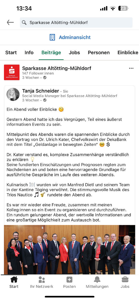 Screenshot eines Social-Media-Beitrags der Sparkasse Altötting-Mühldorf (3)